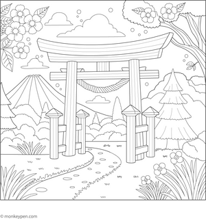 Torii Gate Coloring Page