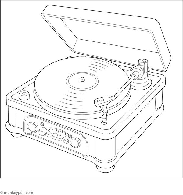 Record Player Coloring Page