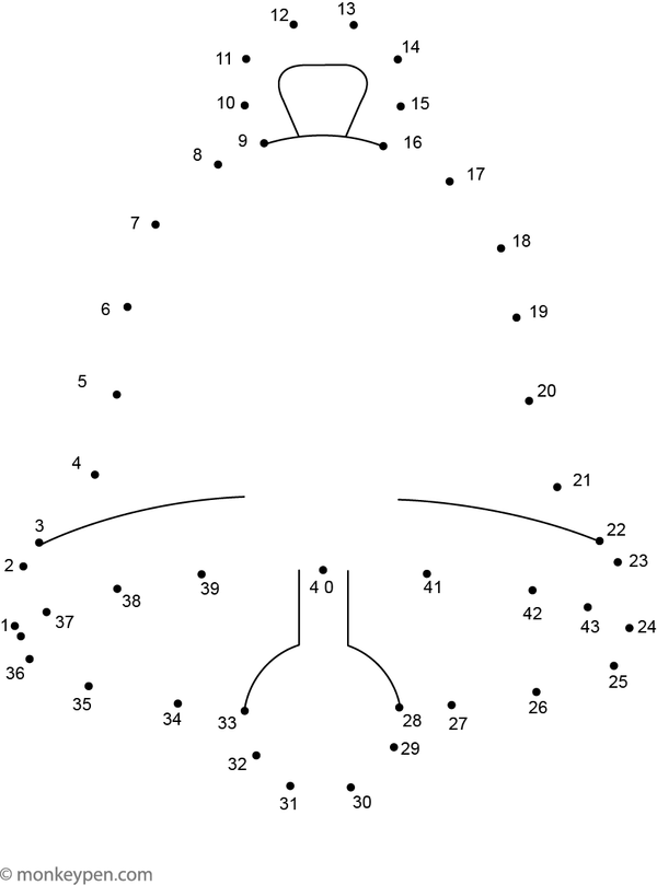 Outline of a shiny bell with a rounded clapper, designed for children to trace and color.