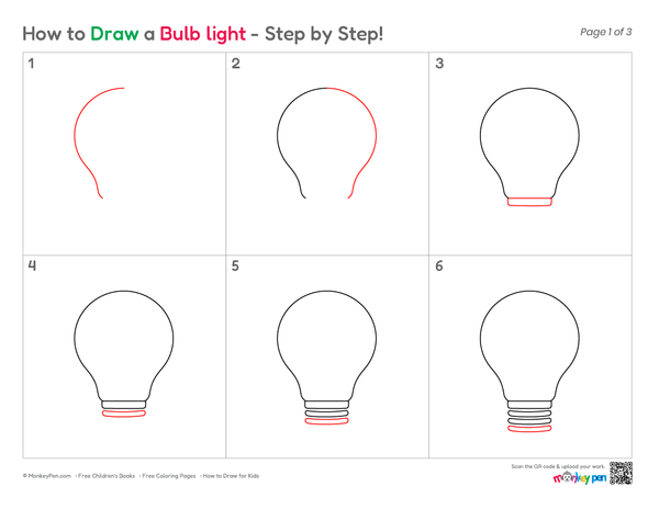 Easy light bulb outline drawing for kids