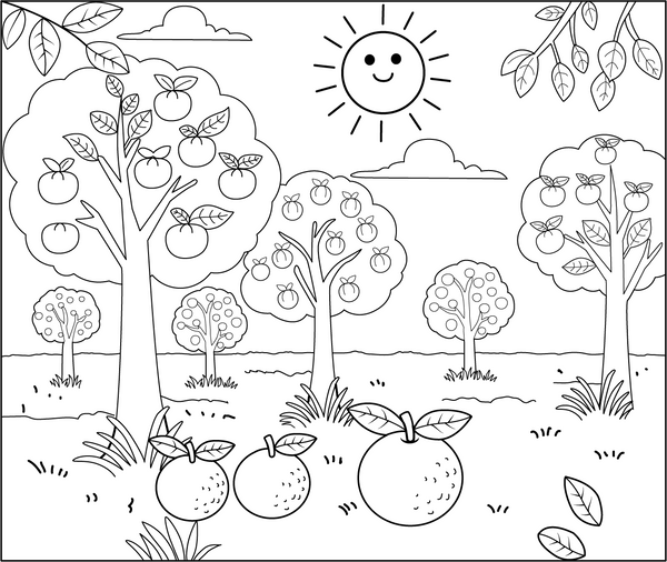 Fruit Trees And Orchards coloring page – fun and educational printable for children