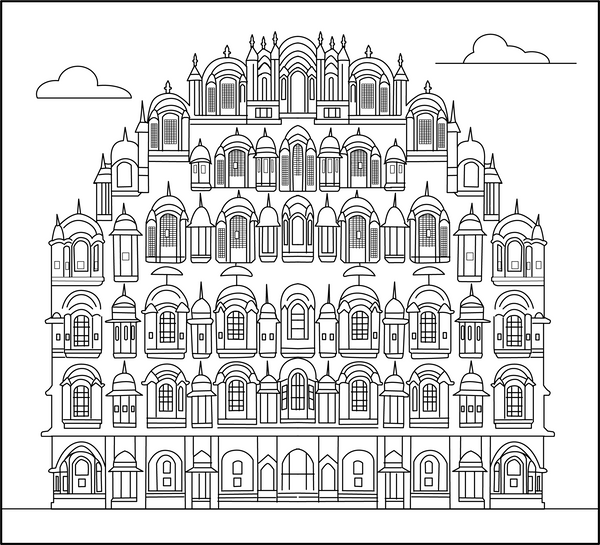 Hawa Mahal Coloring Page | Free Coloring Pages