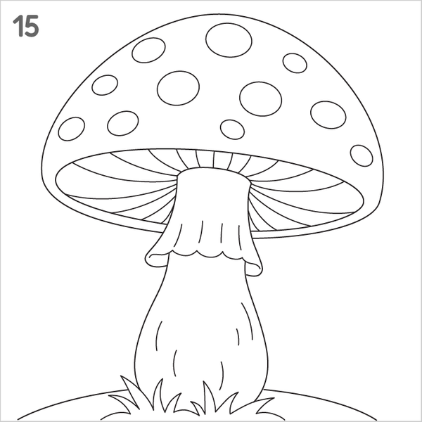 Simple mushroom outline drawing for kids learning art.
