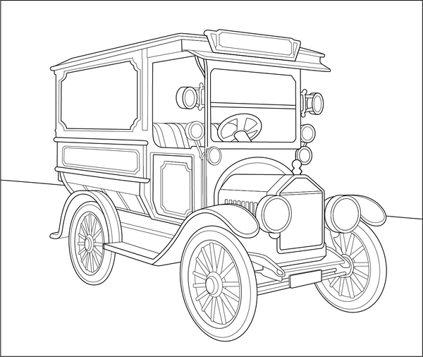 Antique Delivery Van Coloring Page – fun and educational printable for children
