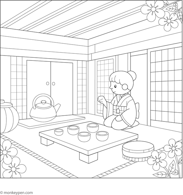 Japanese Tea Ceremony Coloring Page