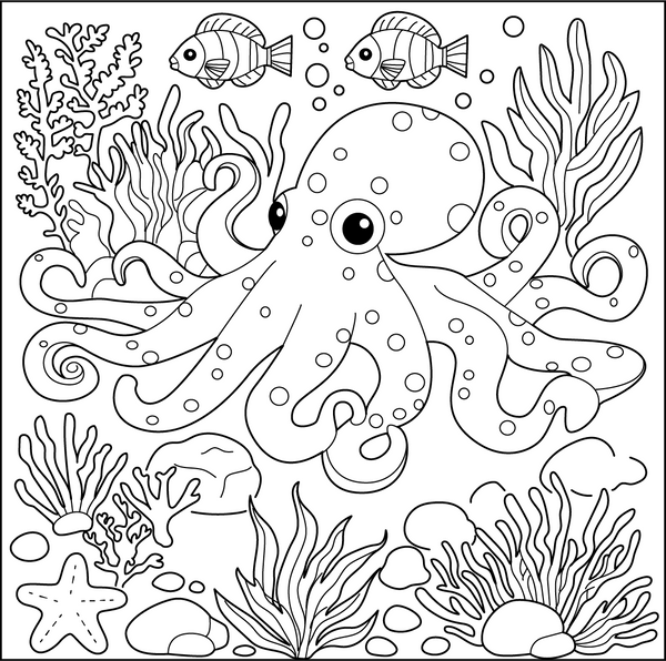 Octopus underwater coloring page – fun and educational printable for children