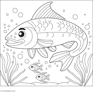 Tarpon Fish Coloring Page – printable aquatic animal art for kids