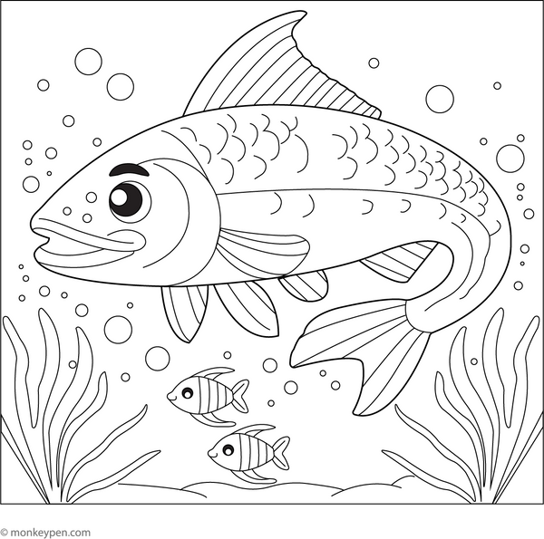 Tarpon Fish Coloring Page – printable aquatic animal art for kids