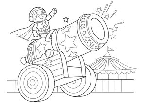 Circus Cannon coloring page – fun and educational printable for children