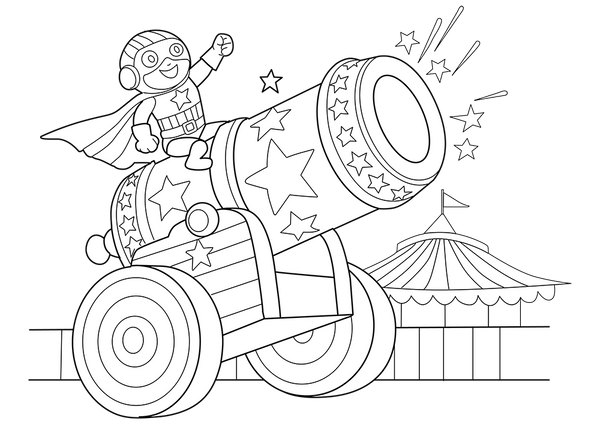 Circus Cannon coloring page – fun and educational printable for children