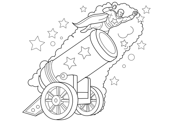 Human Cannonball coloring page – fun and educational printable for children