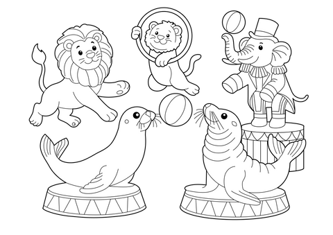 Animal Acts Coloring Page - fun and educational printable for children