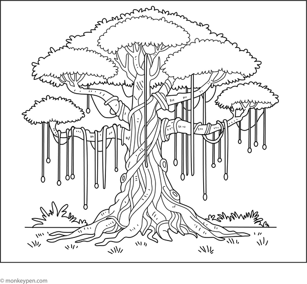 Banyan Tree Coloring Page