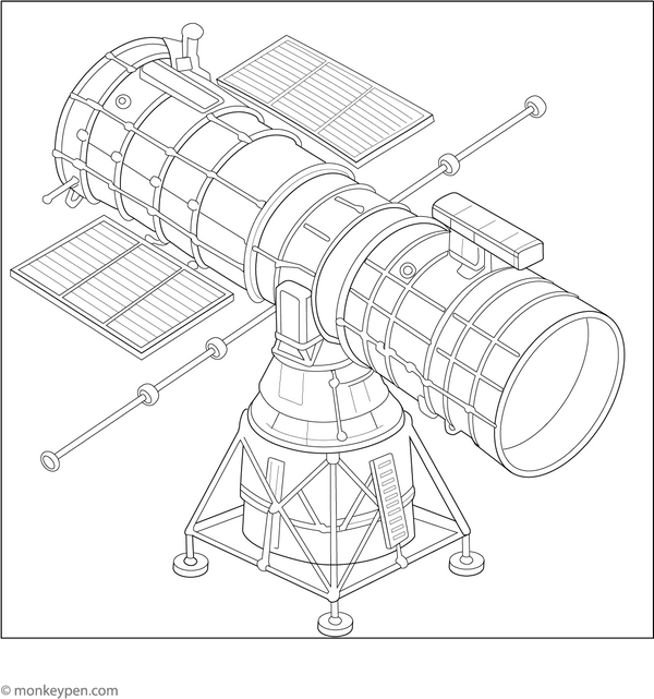 Hubble Telescope Coloring Page