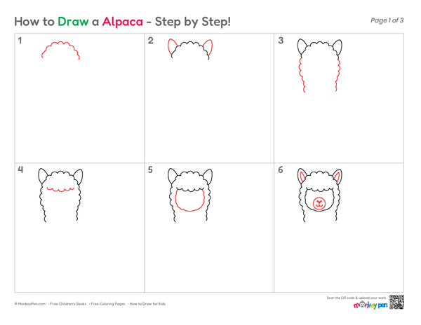 Fun alpaca drawing for kids