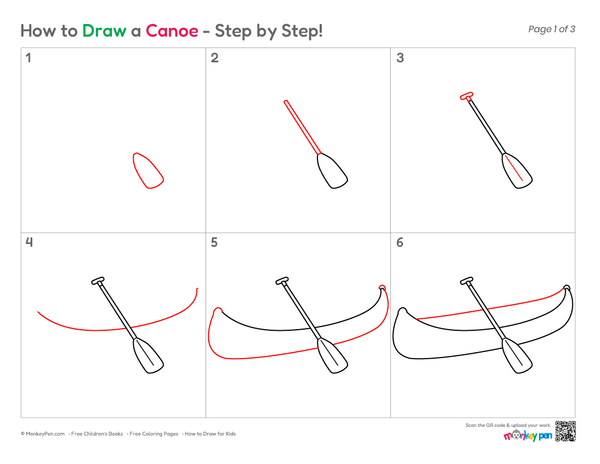 How to Draw a Canoe – Step-by-Step Boat Drawing for Kids