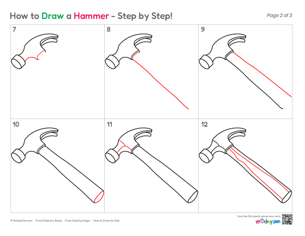 How to Draw a Hammer – Step-by-Step Tool Drawing for Kids