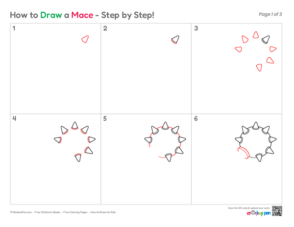 Kid-friendly mace sketch with basic shapes and details.