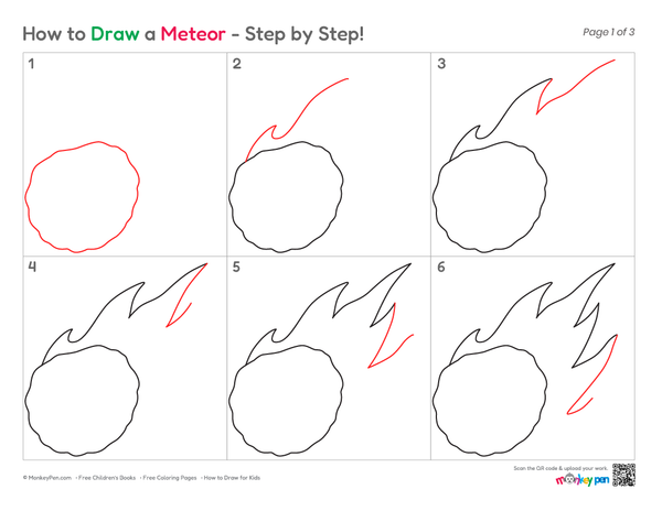 How to Draw a Meteor – Simple Step-by-Step Space Drawing for Kids