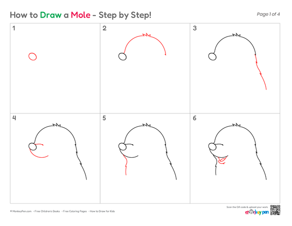 How to Draw a Mole – Easy Step-by-Step Animal Drawing for Kids