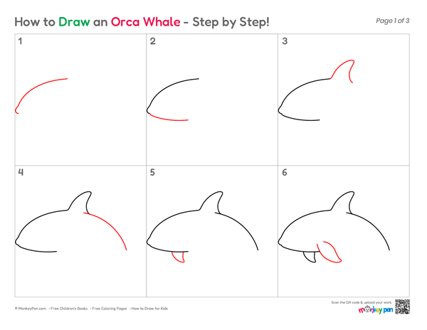How to Draw an Orca Whale – Step-by-Step Ocean Animal Drawing for Kids