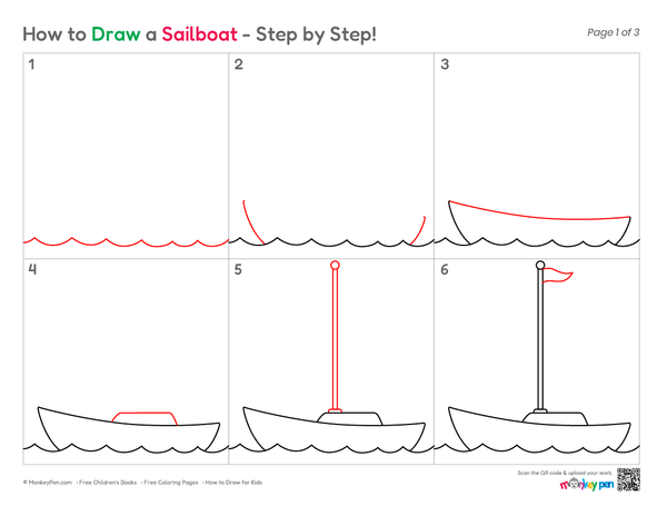 How to Draw a Sailboat – Step-by-Step Boat Drawing for Kids