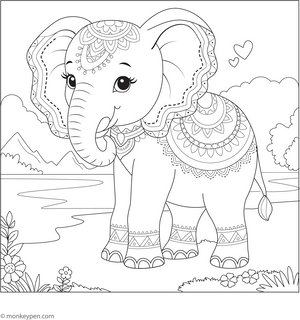 Indian Festival Elephant Coloring Page