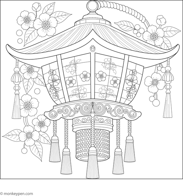 Japanese Lantern Coloring Page – fun and educational printable for children