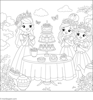 Princess in the Garden Party Coloring Page
