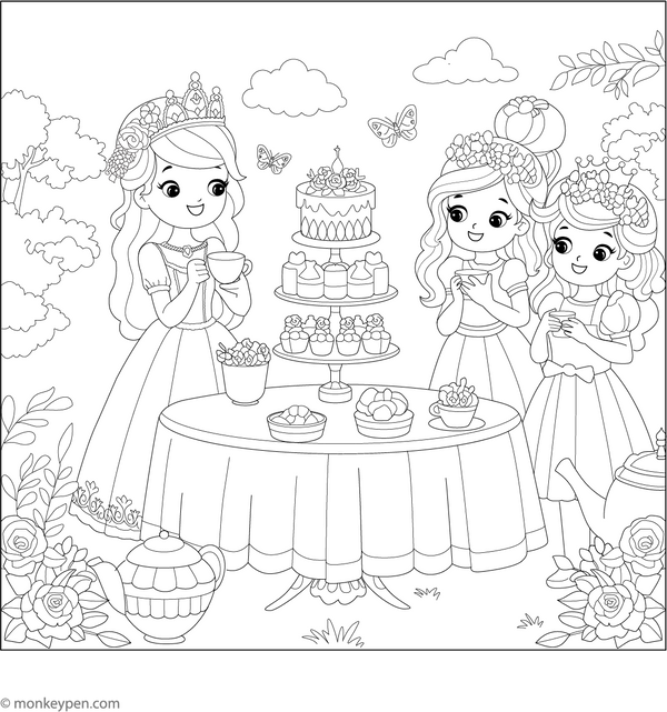 Princess in the Garden Party Coloring Page