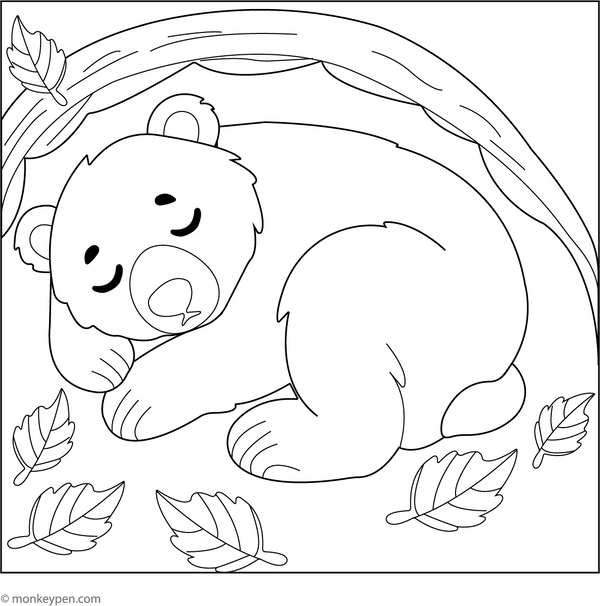 Hibernating Bear Coloring Page