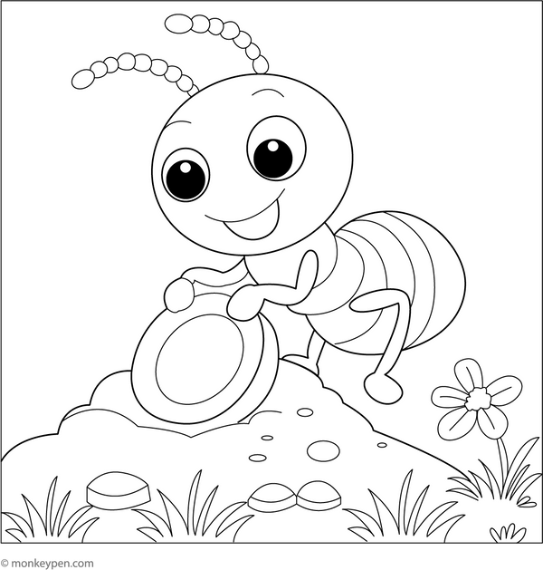 Ant and the Hidden Treasure Coloring Page