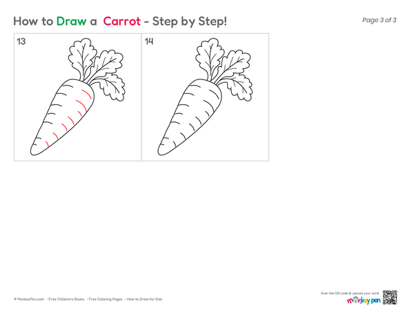 Cartoon carrot drawing for children
