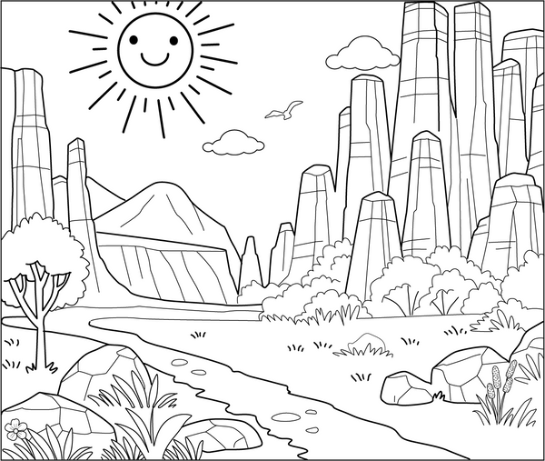 Cliff coloring page – fun and educational printable for children