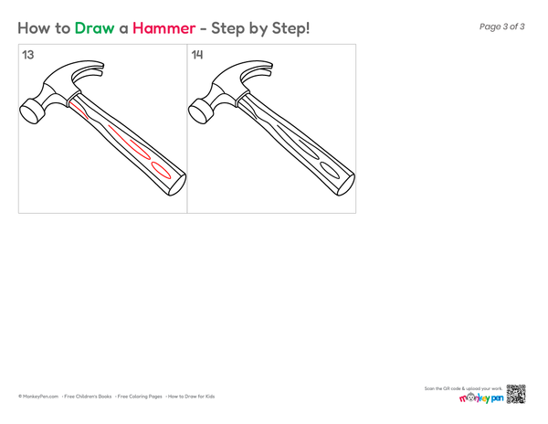 How to Draw a Hammer – Step-by-Step Tool Drawing for Kids