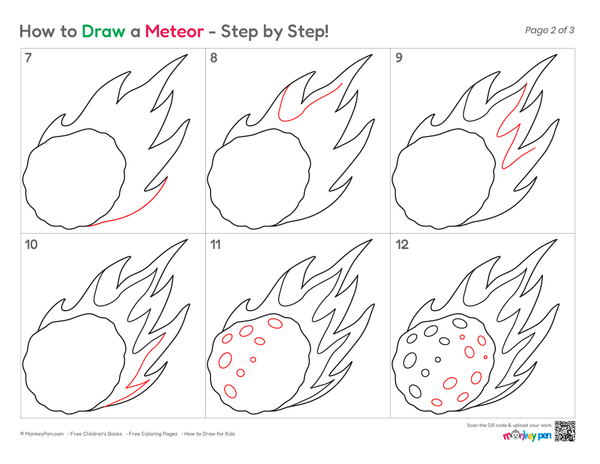 How to Draw a Meteor – Simple Step-by-Step Space Drawing for Kids