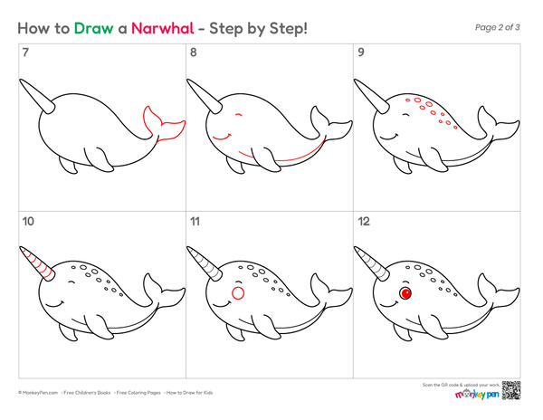 How to Draw a Narwhal – Step-by-Step Arctic Animal Drawing for Kids