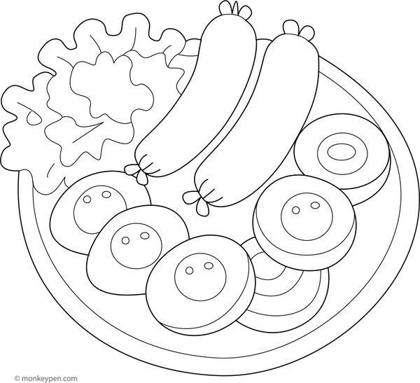 Free Food Items Coloring Book Printable Format