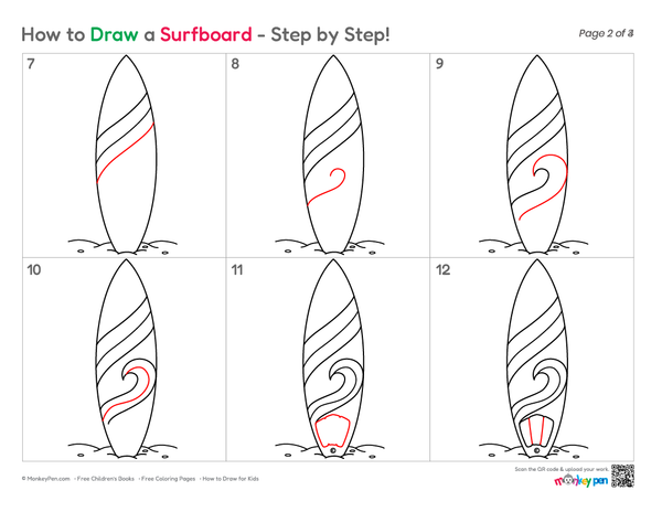 How to Draw a Surfboard – Step-by-Step Beach Drawing for Kids