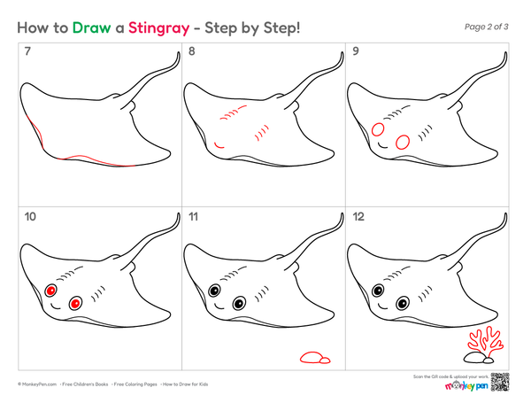 How to Draw a Stingray – Simple Step-by-Step Ocean Animal Drawing for Kids