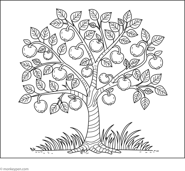 Apple Tree Coloring Page – fun and educational printable for children