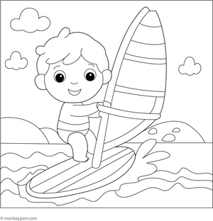 Wind Surfing Coloring Page – fun and educational printable for children