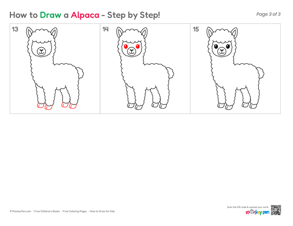 Easy alpaca illustration for kids