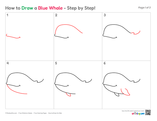 How to Draw a Blue Whale – Step-by-Step Ocean Animal Drawing for Kids