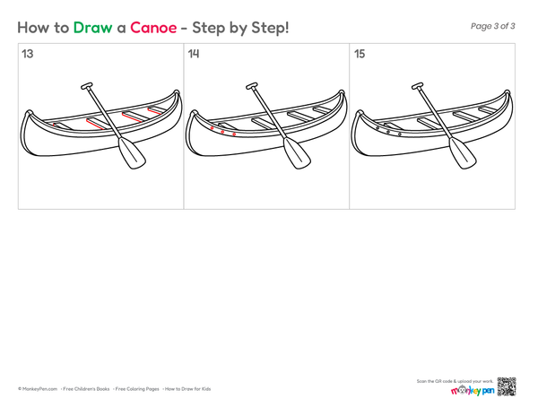 How to Draw a Canoe – Step-by-Step Boat Drawing for Kids