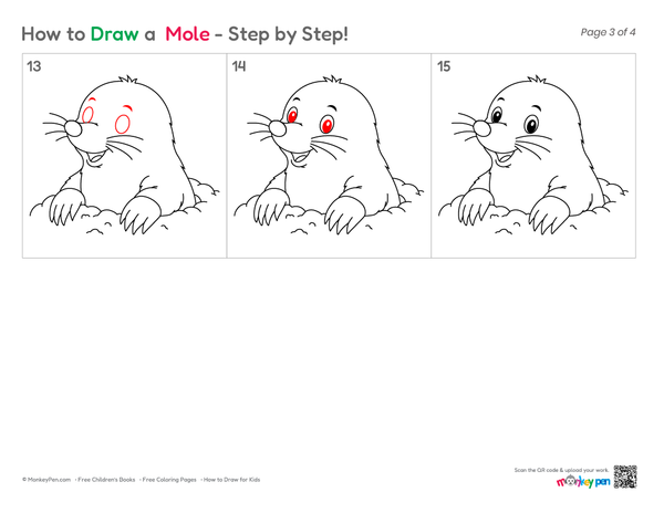 How to Draw a Mole – Easy Step-by-Step Animal Drawing for Kids