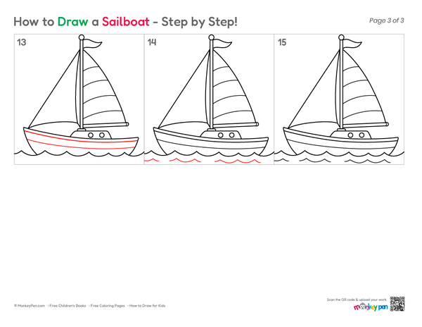 How to Draw a Sailboat – Step-by-Step Boat Drawing for Kids