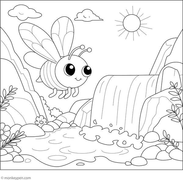 Simple Bee Image Coloring Page