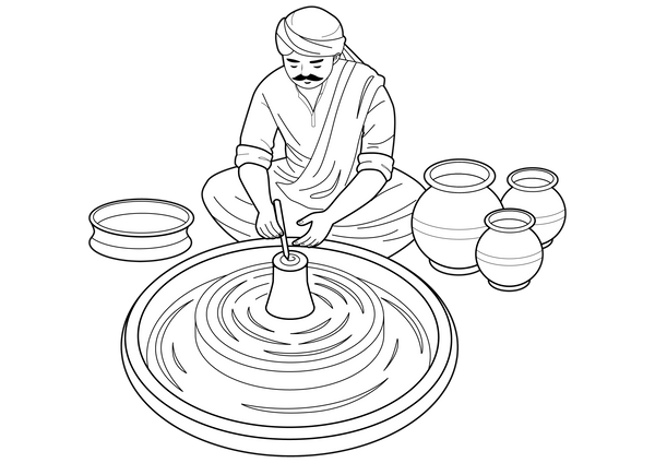 Indian Pottery Making  coloring page – fun and educational printable for children