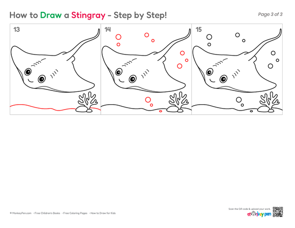 How to Draw a Stingray – Simple Step-by-Step Ocean Animal Drawing for Kids